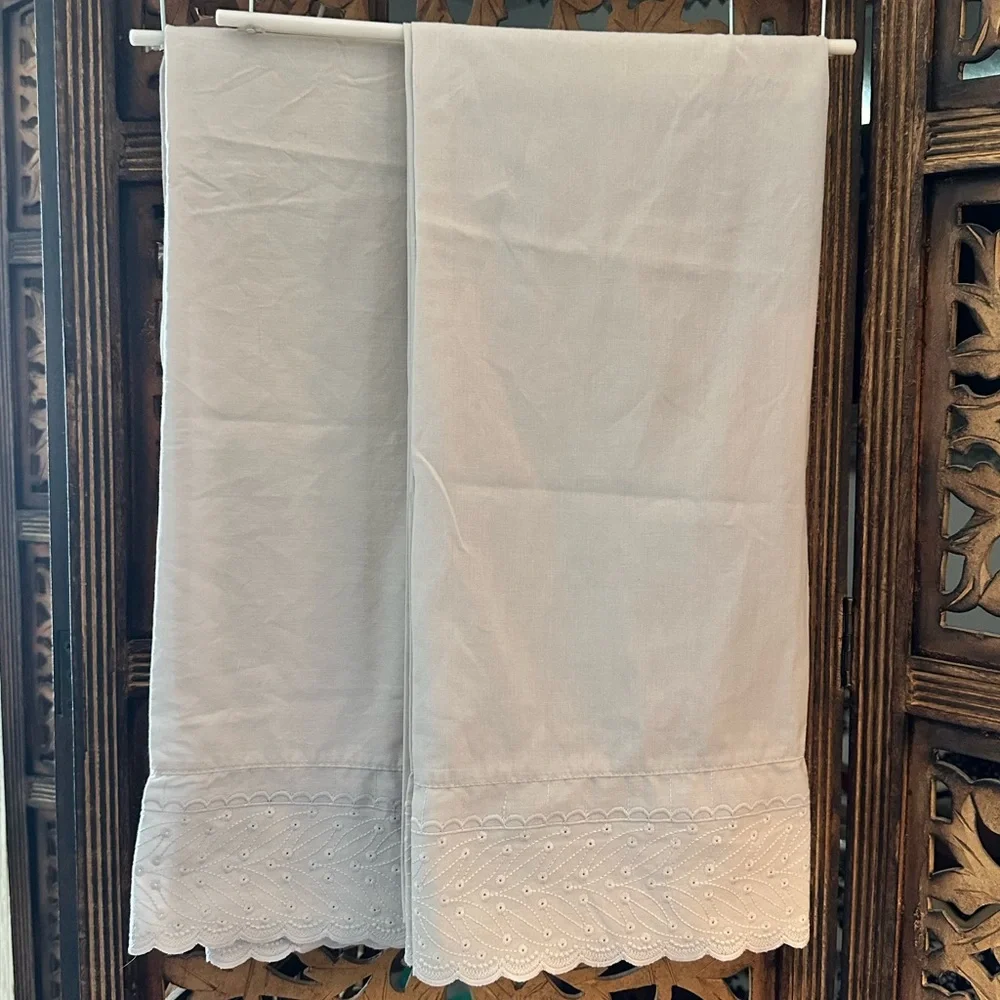 Nadine's Chateau Pair of 2 Gray XL King Size Embroidered Pillowcases.